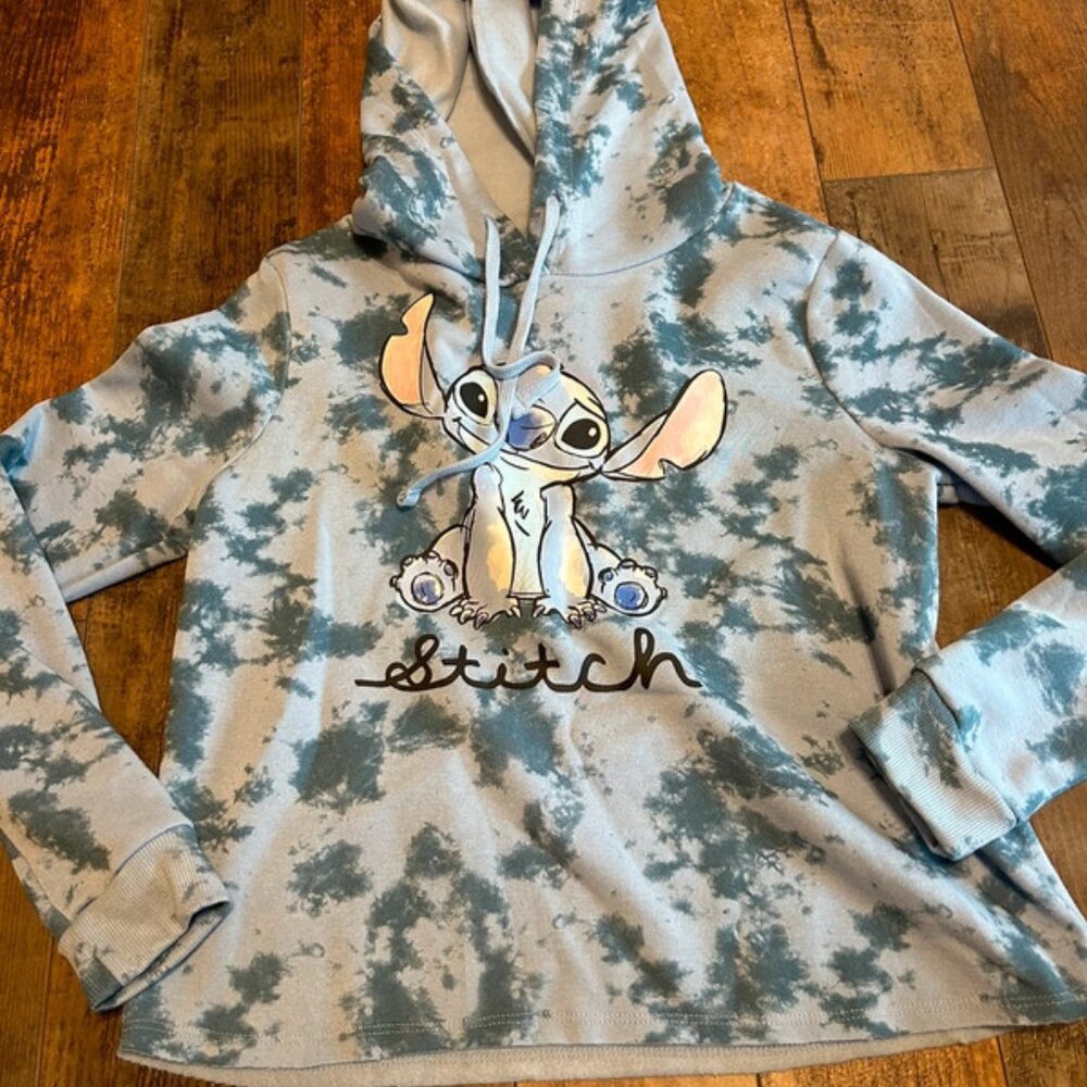 Disney women’s Stitch blue tie dye hoodie size large